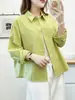 Camisa de manga larga cepillada para mujer, colección otoño/invierno 2026, tela gruesa, calidad de exportación, estilo coreano, top casual de algodón puro de alta calidad