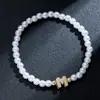 Pulsera Elástica para Mujer Nueva Moda Elegante de Primavera con Perlas de Imitación y Zirconia con Letras