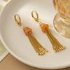 Pendientes Chinos Originales Estilo Nuevo Cristal Rosa Hebilla de Oreja Melocotón Turquesa Retro Pendientes de Esmalte Exquisitos de Alta Calidad para Mujer
