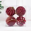 Decoraciones Navideñas Transfronterizas Bolas Navideñas de 8 cm Flocado Rojo Paquete de 4 Bolas Navideñas Adornos para Árbol de Navidad DIY