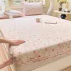 Conjunto de Lençol de Baixo com Elástico em Gaze Dupla de Três Peças, Toque de Algodão Puro, Protetor de Colchão para Todas as Estações, Cobre-Cama de Cobertura Total, Peça Única, Grau Materno e Infantil