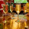 Llama de Propósito para el Mundial Identificador de Copa de Vino de Fútbol Decoración Temática del Mundial Adorno Colgante de Aleación con Goteo de Aceite