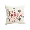 Funda de almohada roja de Navidad Funda de almohada con estampado de letras de lino de imitación navideño Funda de cojín decorativa para sofá sala de estar