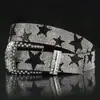 Cinto Tendência Street Style em Couro Sintético com Elementos de Estrela em Strass, Unissex, Fashion e Versátil, Fivela de Pino Hip-Hop
