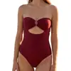 Moda Europea y Americana Estilo Puro Deseo Traje de Baño de una Pieza Tubo Retro Cintura Alta Busto Pequeño Push-Up Vacaciones en la Playa Traje de Baño para Mujer Fábrica