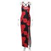 Moda Femenina de Comercio Exterior de Amazon Europea y Americana Primavera 2026 Vestido Largo Estampado Vestido Sexy con Abertura y Tirantes Venta al por Mayor