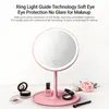 Espelho de maquiagem LED com iluminação ajustável de três cores, espelho de mesa para maquiagem e cuidados pessoais, espelho redondo