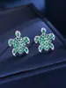 Brincos Coloridos de Zircônia em Formato de Tartaruga para Mulheres, Modernos e Fofos, Joias Populares de Venda Cruzada, Novos Acessórios Versáteis da Moda para o Dia a Dia
