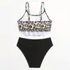 Nuevo traje de baño de dos piezas con estampado de leopardo, volantes, lindo, para niños, bikini triangular simple para niña, Amazon
