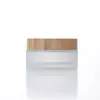 Crema exfoliante transparente loción cosmética botella secundaria crema crema para ojos botella vacía tapa de bambú mascarilla botella de muestra de vidrio