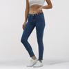 Jeans de mujer al por mayor transfronterizos personalizados, corte ajustado, azules, europeos y americanos, de cintura media, ajustados, moda de mujer versátil
