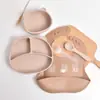 Juego de vajilla para bebé, babero de silicona, cuchara, suplemento alimenticio, cuenco, impermeable, antisuciedad, juego de vajilla de silicona danesa Cross
