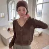 Nova moda outono camisa base de malha com gola polo para mulheres, top estiloso de caimento solto para primavera e outono, suéter feminino de outono e inverno