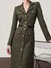 Ropa de mujer transfronteriza al por mayor, nueva colección otoño 2026, abrigo tipo blazer largo con botones dorados