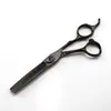Tesoura de Cabeleireiro 6.0 polegadas Pena Preta Galvanizada Pedra Preciosa, Tesoura de Corte de Cabelo, Tesoura Reta, Tesoura de Franja, Tesoura Desbastadora
