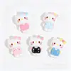 Overoles brillantes tridimensionales gatito DIY accesorios de resina de crema para pinzas de pelo, gomas para el pelo, imanes de refrigerador y llaveros