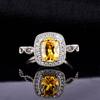 Anillo de Compromiso de Lujo con Gema de Color, Moissanita D-Color Importada, Imitación de Explosiones de TikTok Live, Diamante Amarillo