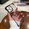 Capa de telefone avançada galvanizada transparente roxa escura meia bolsa iPhone14Promax para Apple 16Pro Bare Metal 15 resistente a quedas X