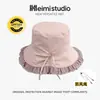 2026 Nuevo Sombrero de Pescador Coreano y Japonés de Moda Dulce con Ala Fruncida para Mujer, Forma de Sombrero Tridimensional, Sombrero Tipo Cubo que Hace que la Cara Parezca Más Pequeña