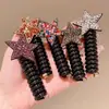 Goma para el Cabello de Niña con Pedrería Estrella de Celebridad de Internet Banda para el Cabello de Cable de Teléfono Cuerda para el Cabello que No Daña Accesorio para el Cabello de Estrella de Cinco Puntas para Niña Tocado para Niñas