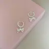 Pendientes Dulces Versátiles de Uso Diario con Clip de Mosquitero de Lazo, Diseño de Nicho, Puños de Oreja de Lujo Ligero, Dulces y Frescos
