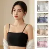 Camisola Lisa de Seda Helada para Mujer, Corte Ajustado con Copas, Cómoda, Transpirable, Sin Costuras, Espalda Bonita, Ropa Interior sin Tirantes