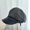 Gorra de mezclilla estilo newsboy vintage patchwork para mujer, estilo británico, boina elegante que hace que la cara se vea más pequeña, sombrero de moda