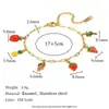 Estilo de Moda Ins Europeu e Americano Nicho Colorido Aço Inoxidável Banhado a Ouro 18K Pulseira Personalizada com Contas de Frutas para Mulheres