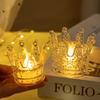 Corona de luz con vela electrónica LED, corona con forma de gota de agua, vela transparente, linterna navideña, luz nocturna, regalo de cumpleaños