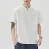 Roupas Masculinas Fengshe / Verão 2026 Nova Camiseta Masculina com Gola Henley, Popular Camiseta de Manga Curta em Tecido Jacquard