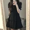 Vestido de Fada Preto Super Fada Estilo Little Mori Vestido de Primeiro Amor Estilo Universitário Gola Boneca Aparência Alta e Magra Cintura Apertada Feminina