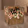 Luz de Noite Tulipa DIY Cubo Mágico Espelhado Flor Mar Atmosphere Luz de Noite para Presente de Aniversário de Meninas Venda por Atacado