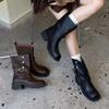 Novedades Otoño e Invierno~Botas de Doble Botonadura Estilo Británico Ajustadas para Mujer 2025 Nuevas Botas Casual Versátiles de Moda Casual