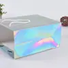 Bolsa de regalo láser creativa colorida personalizada de fábrica, bolsa de papel portátil tridimensional para publicidad de ropa y compras, impresión de logotipo