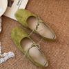 Zapatos planos rojos de punta cuadrada francesa y boca baja para mujer 2025 Nuevo estilo de verano con falda Suela suave Zapatos retro Mary Jane
