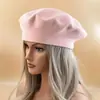Venda Quente Boina de Tricô Feminina Cor Lisa Elástica de Alta Qualidade Inverno Francês Gorro Quente Multicor