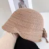 Sombrero de Pescador Estilo Japonés Ligero de Oxígeno Estilo Vacaciones para Mujer, Sombrero de Punto con Protección Solar de Verano con Lazo de Cola de Golondrina, Sombrero de Sol Moderno