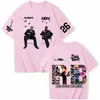 Camiseta de tamanho europeu transfronteiriça para o tour de Chris Brown e Usher 2026, para homens e mulheres, estilo Harajuku, manga curta, gola redonda, casual
