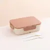Caixa de Almoço Plástica Tipo Concha Compartimentada Caixa de Almoço Estudante Caixa de Almoço para Trabalhador de Escritório Caixinha Bento para Micro-ondas com Talheres Atacado