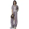 Conjunto deportivo casual personalizado para mujer, nuevo y elegante traje de chaqueta tipo cárdigan y pantalones de pierna ancha para otoño 2026