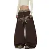 Fornecimento Direto da Fábrica Calça Jogger Plush Estilo Americano Estampa de Leopardo Cintura Bordada Estrela Perna Curva para Homens e Mulheres Dançando Solta Perna Larga