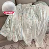 Pijama de Outono com Bojo Feminino Novo Algodão Nuvem Manga Longa Gola Pequena Calça Longa Roupa Casual para Casa conjunto