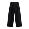 Pantalones vaqueros casuales de estilo retro para otoño e invierno, de cintura alta, holgados, adelgazantes, color natural, pantalones rectos de pierna ancha, versátiles y modernos para mujer