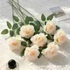 Flores artificiales de rosa color champán para decoración de salón de bodas, decoración del hogar, arreglos florales y arte floral artificial