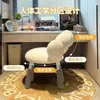 Banqueta de Maquiagem Estilo Creme, Cadeira Giratória para Maquiagem, Lã de Cordeiro, Quarto de Apartamento Pequeno, Cadeira de Computador para Mesa de Influenciadora Digital