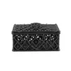Caja de joyería hueca de plástico estilo europeo, caja de almacenamiento de adornos tallados vintage negra, caja de almacenamiento decorativa gótica oscura