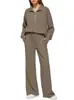 Conjunto de 2 piezas para mujer de Amazon Europa y América 2024 Sudadera con media cremallera Pantalones deportivos de pierna ancha Traje casual para mujer