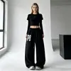 Comercio Exterior Transfronterizo 2026 Nuevo Estilo Pantalones de Pierna Ancha de Tiro Alto Chica Picante Holgados Adelgazantes de Longitud Completa Casuales