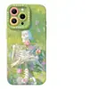Ossos Secos Beijam Flores da Primavera Maçã 16Promax Capa de Celular 15 Silicone 13 Verão 12 Verde 14Pro Cordão Capa Protetora