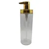 Botella dispensadora de bomba de 300 ml de lujo color dorado para loción, personalizable con serigrafía/etiquetado